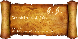 Grünblatt Jolán névjegykártya